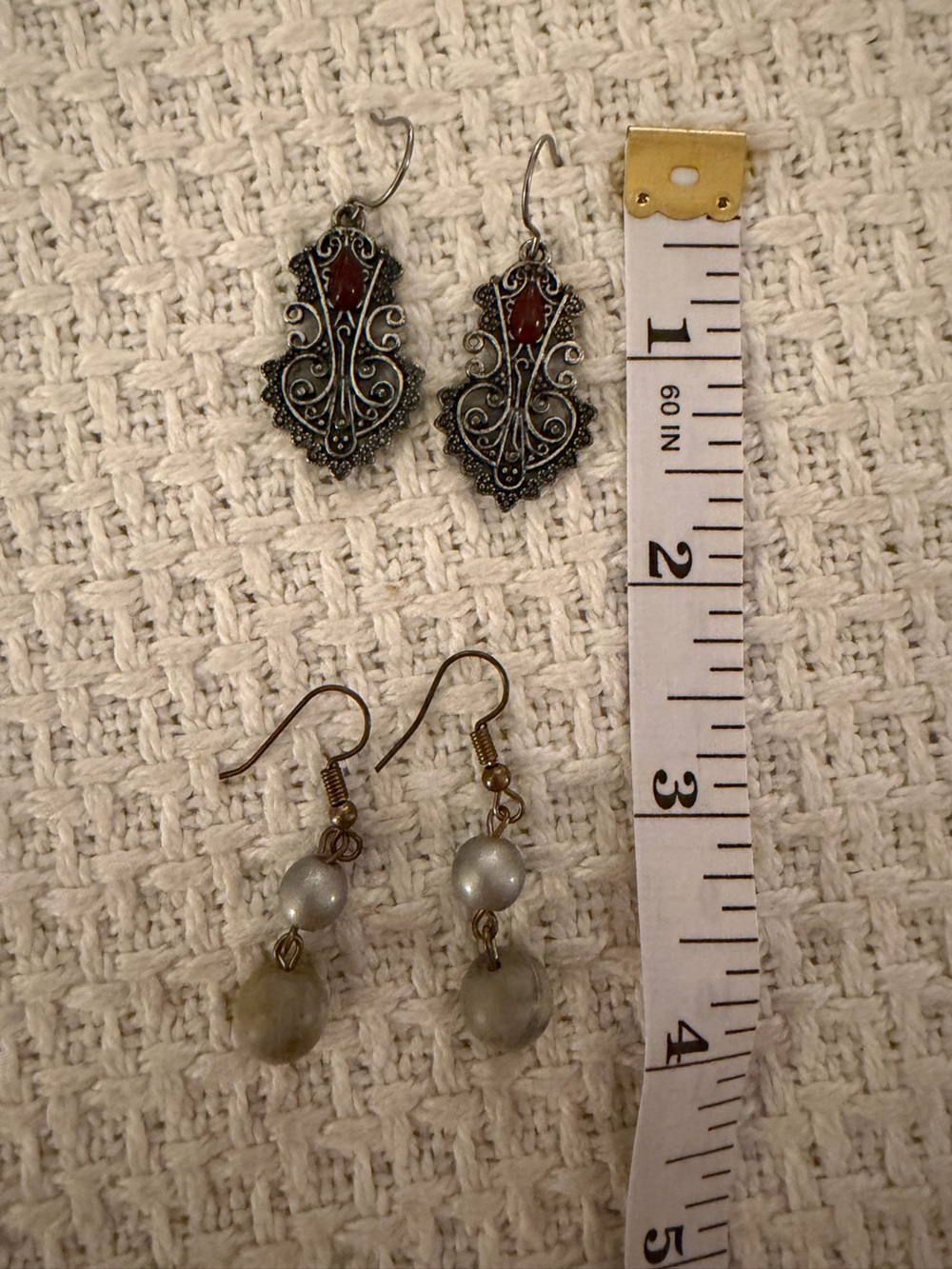 Pier 1 Vintage-Inspired Silver Filigree Earrings & beaded pair